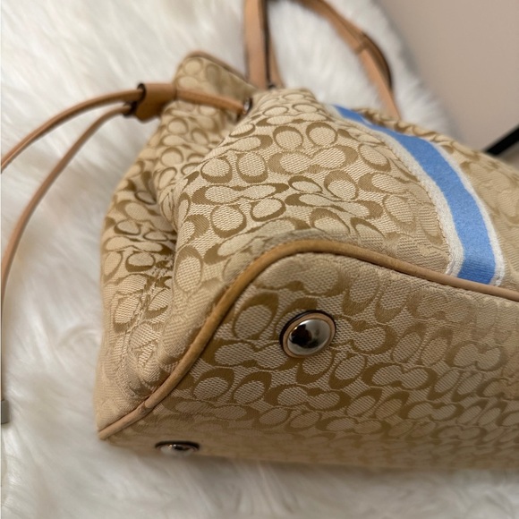 Coach Tan and Blue Shoulder Bag#F26130 - Picture 3 of 14